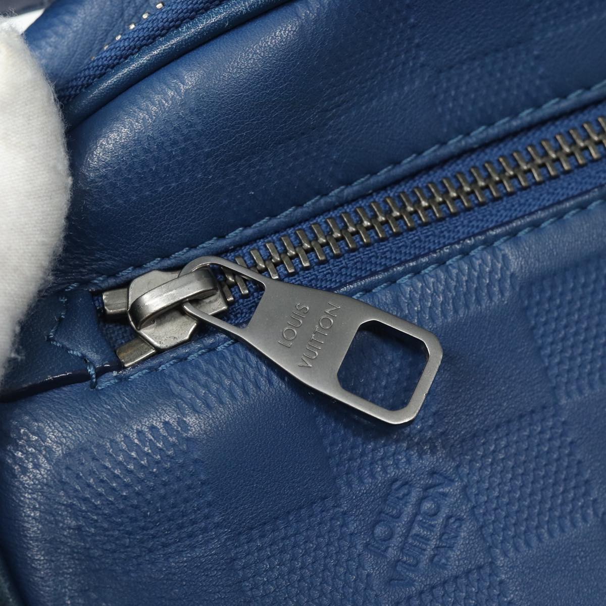 LOUIS VUITTON Damier Infini Ambreil Shoulder Bag Leather Blue N41354 LV 80596