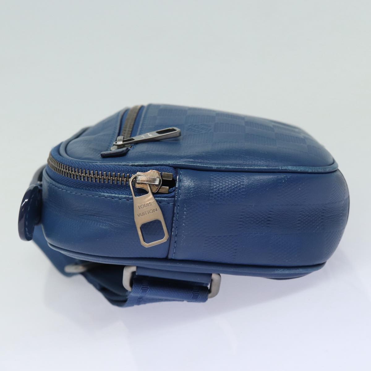 LOUIS VUITTON Damier Infini Ambreil Shoulder Bag Leather Blue N41354 LV 80596