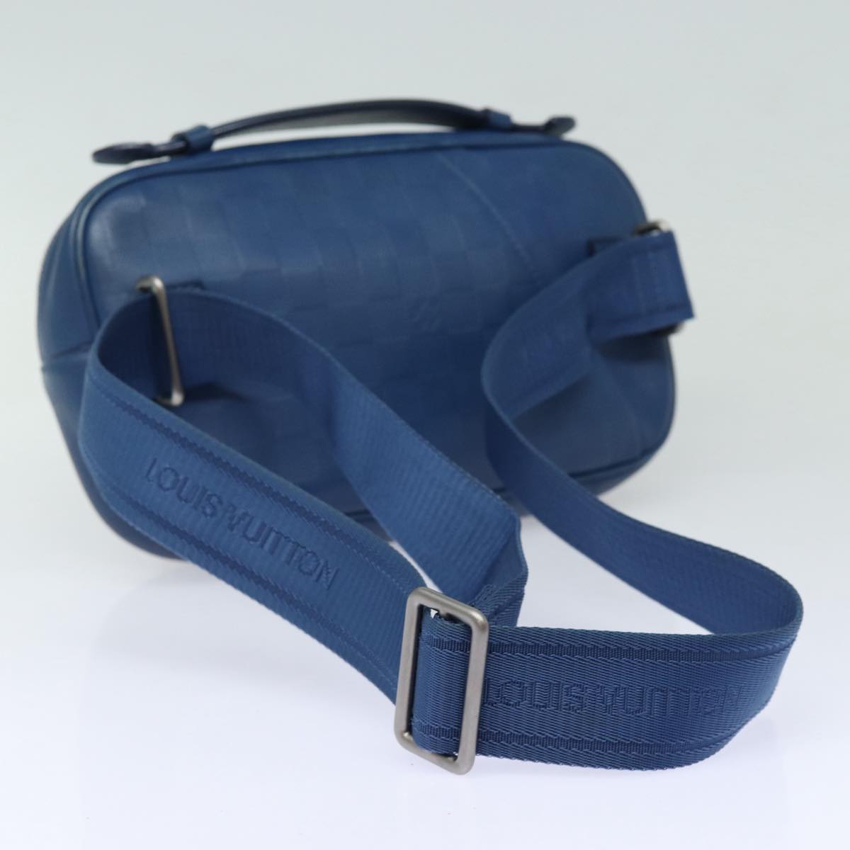 LOUIS VUITTON Damier Infini Ambreil Shoulder Bag Leather Blue N41354 LV 80596