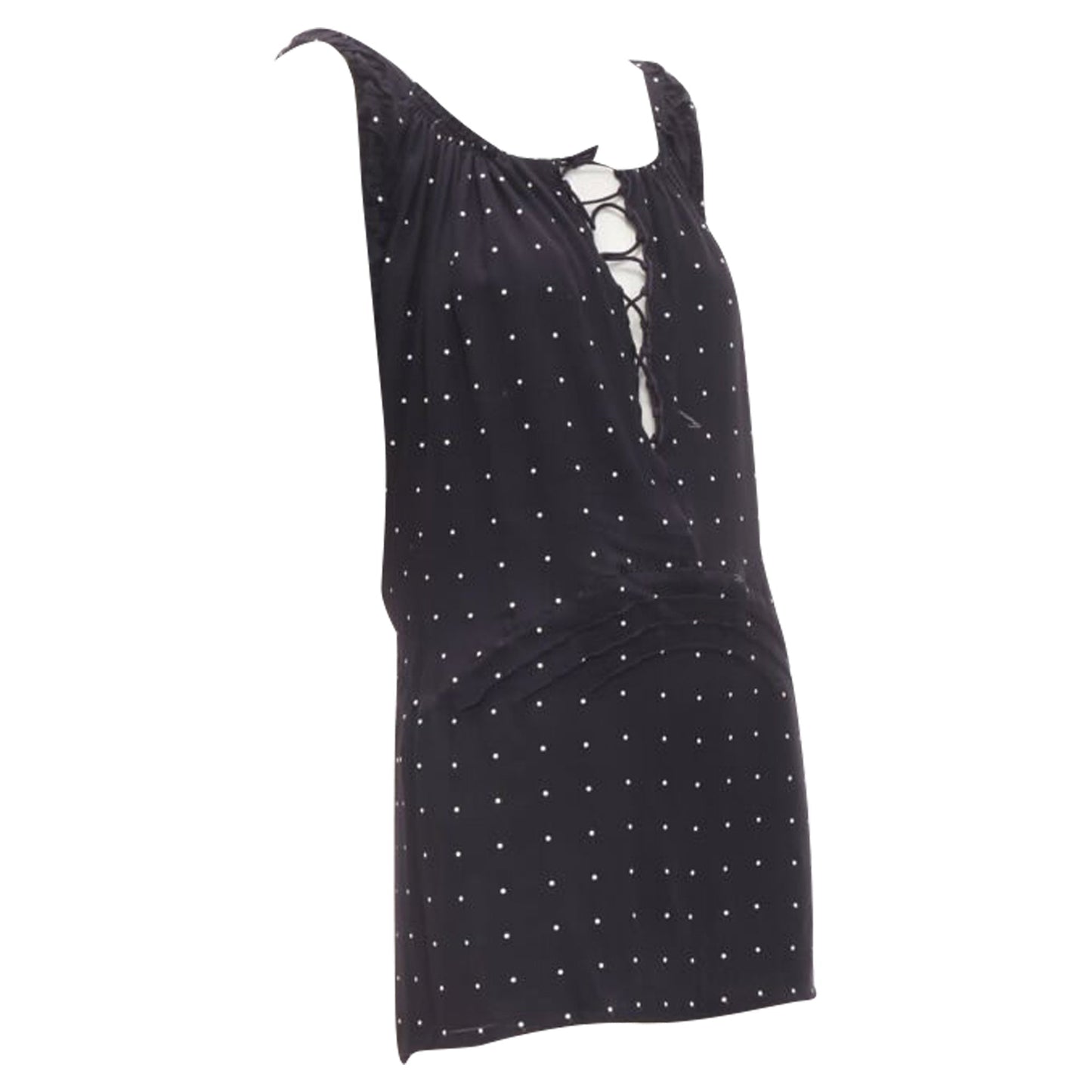 Gucci polka dot cursive logo print laced mini dress
