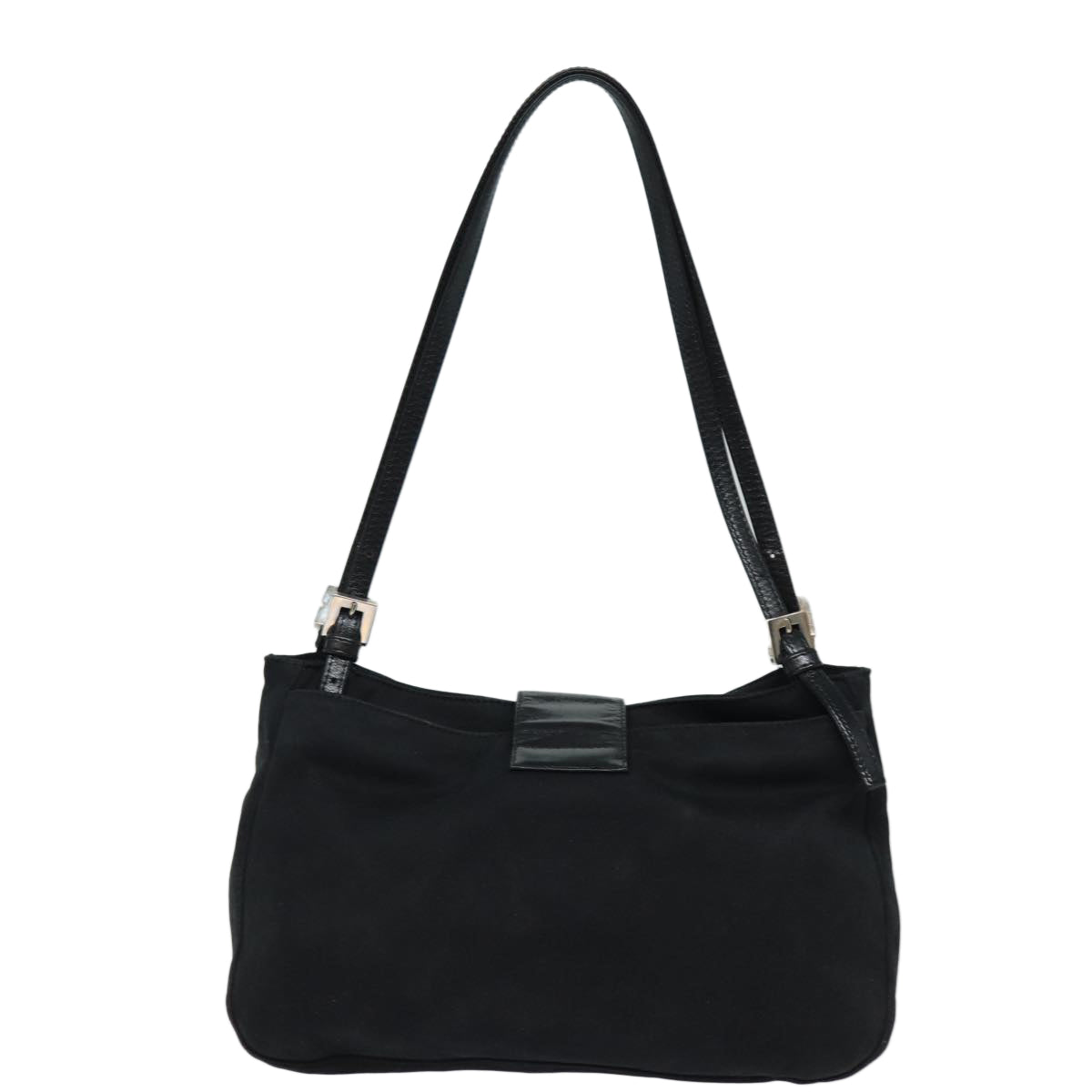 Luxury Fendi Mamma Baguette Shoulder Bag Nylon Black80619