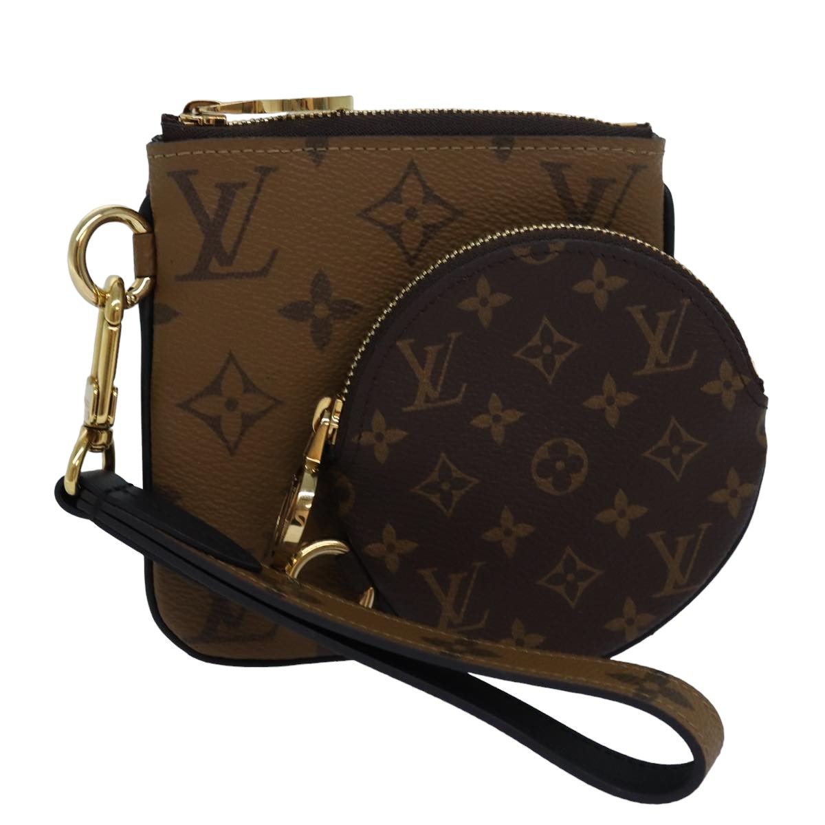 LOUIS VUITTON Monogram Reverse Pochette Trio Coin Purse M68756 LV 80664