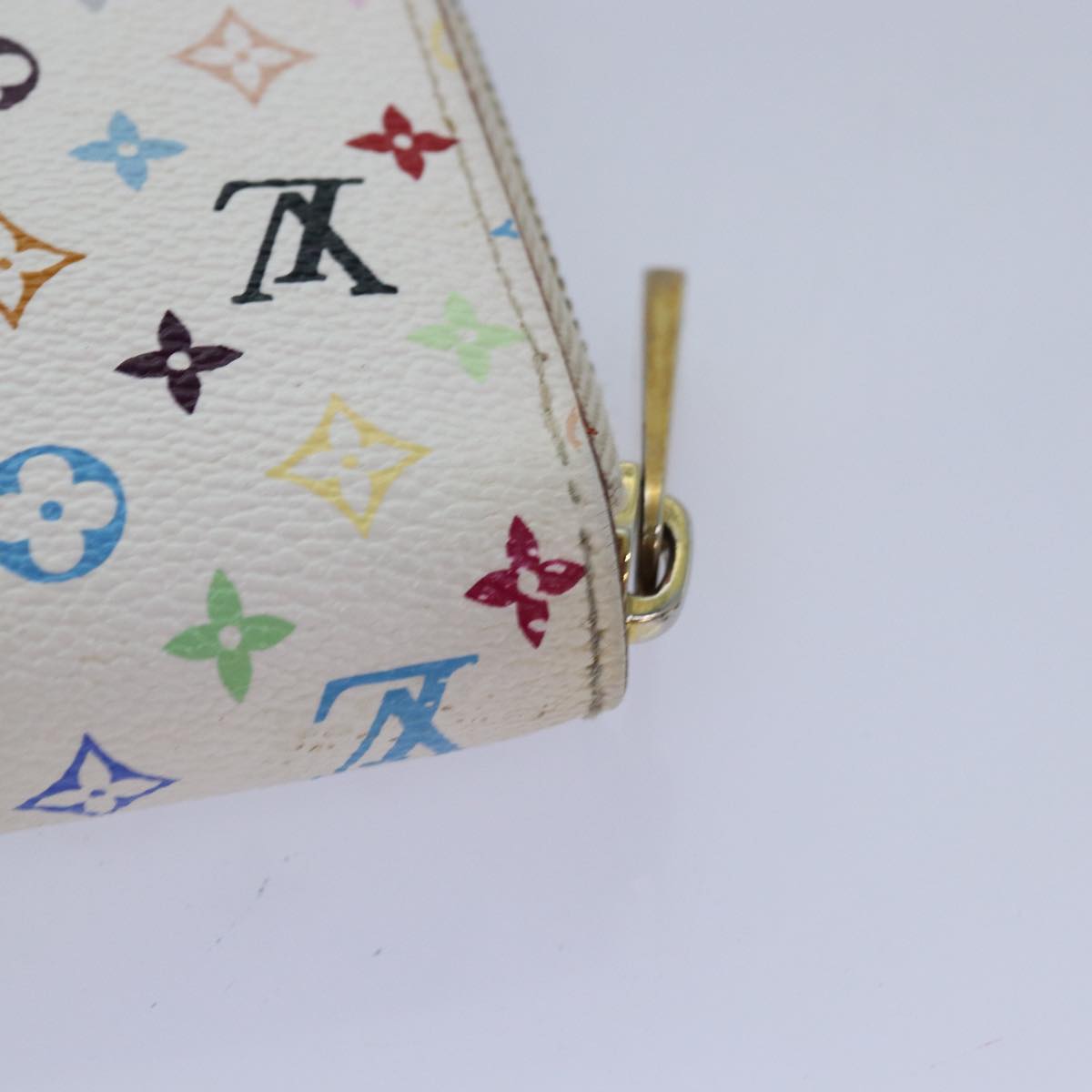 LOUIS VUITTON Monogram Multicolor Zippy Wallet White M60241 LV 80667