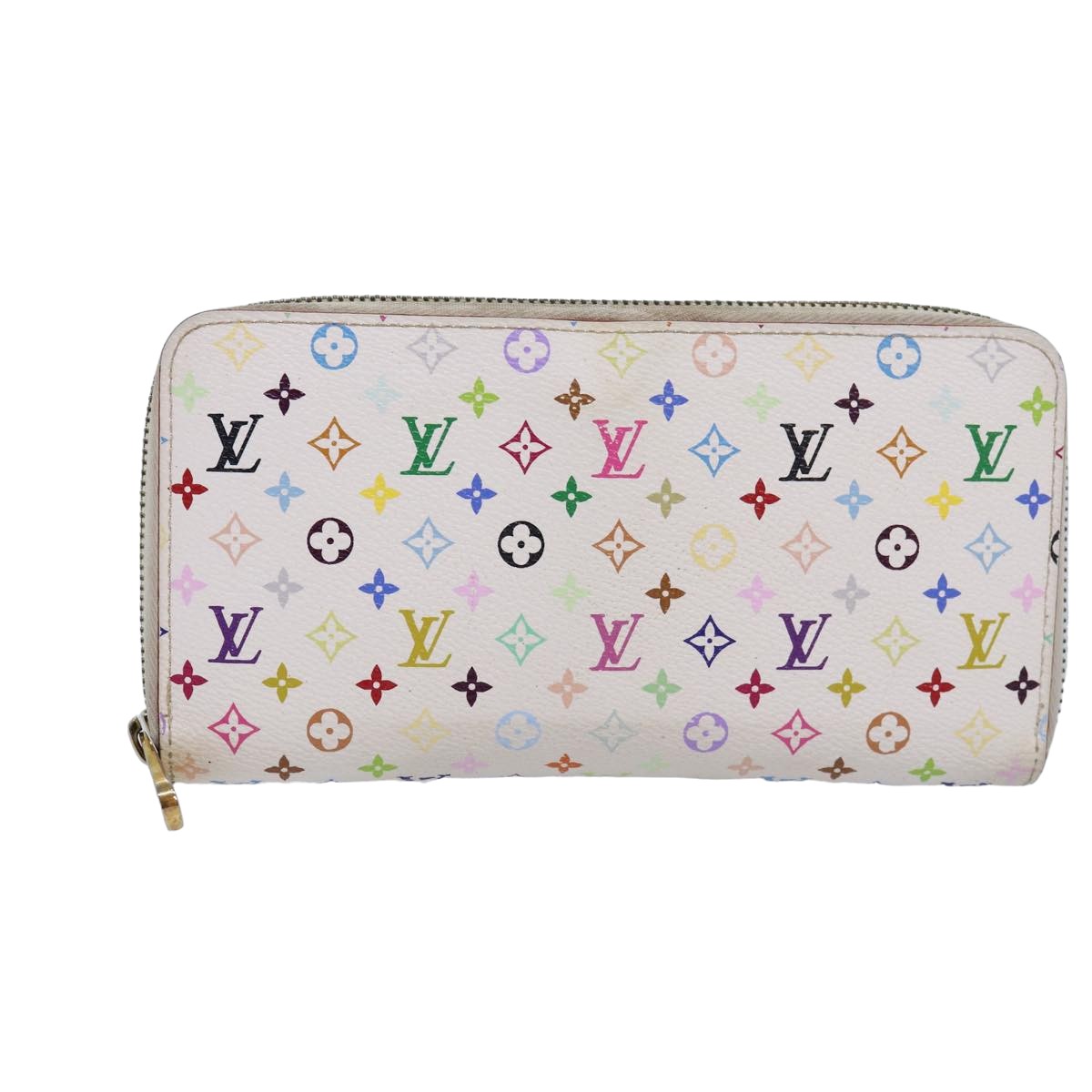 LOUIS VUITTON Monogram Multicolor Zippy Wallet White M60241 LV 80667