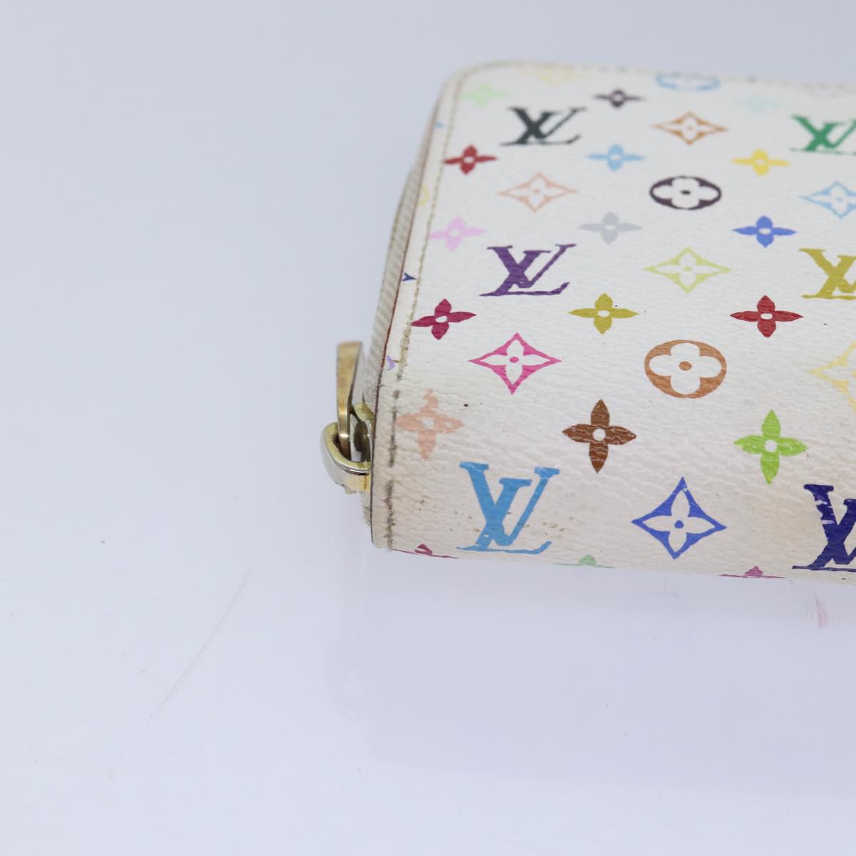 LOUIS VUITTON Monogram Multicolor Zippy Wallet White M60241 LV 80667