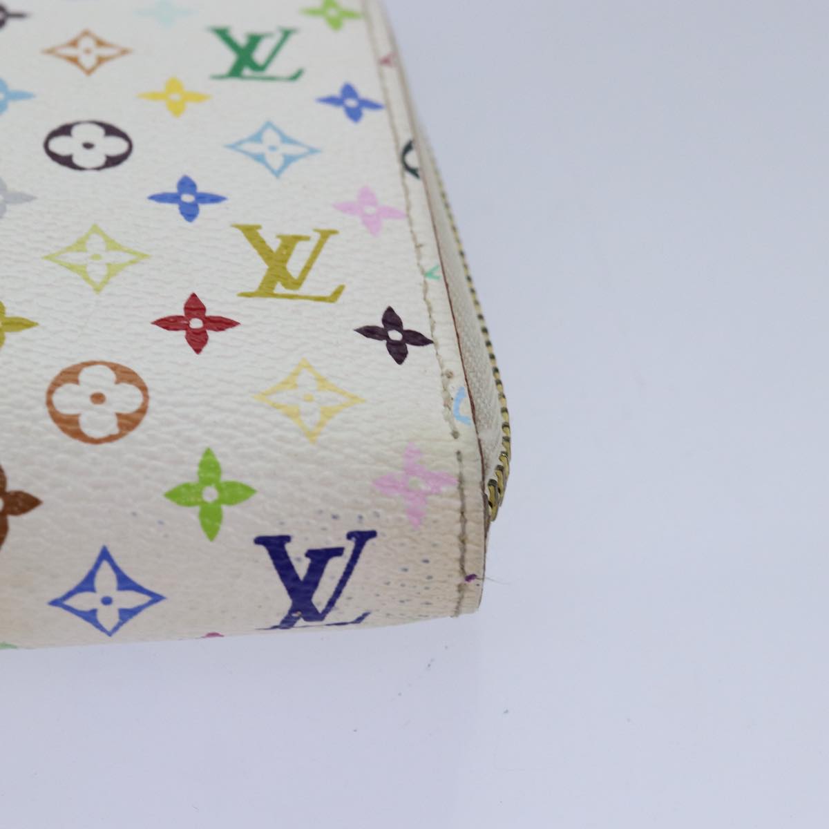 LOUIS VUITTON Monogram Multicolor Zippy Wallet White M60241 LV 80667