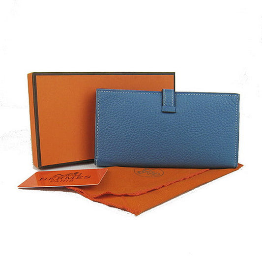 Luxury Hermes Wallet H008 Wallet Cow Leather Blue