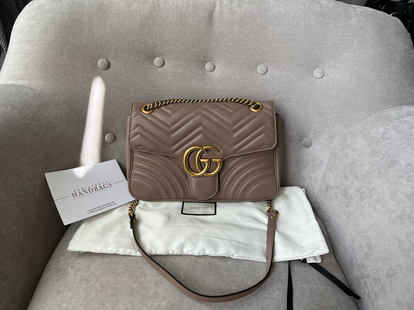 Luxury Gucci GG Dusty Pink Marmont Medium Shoulder Bag