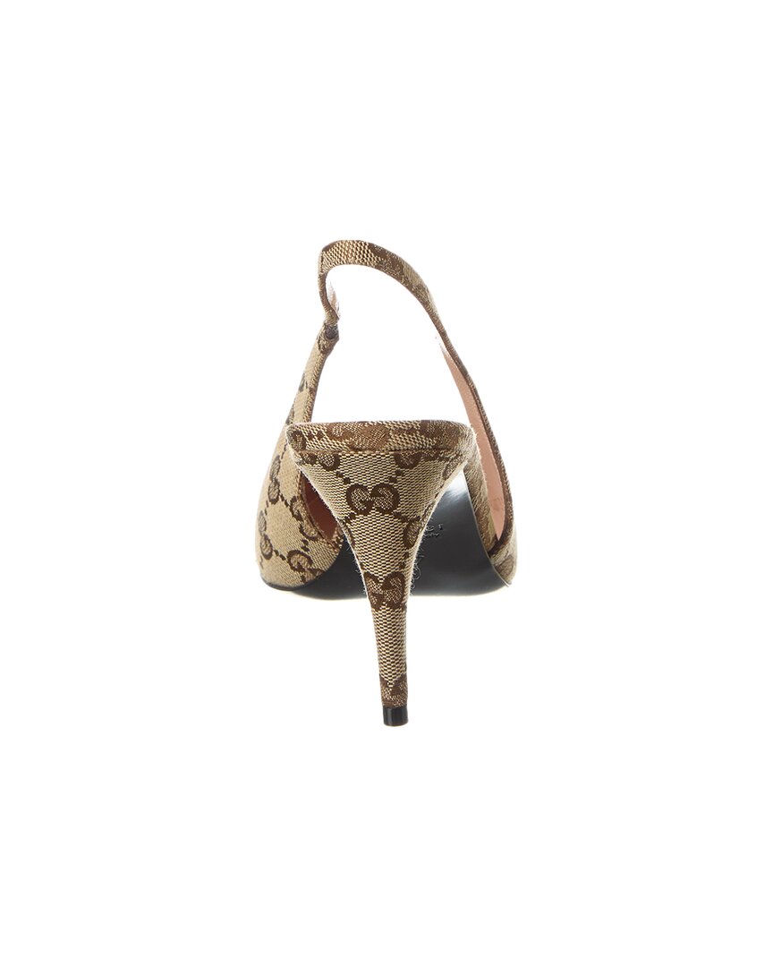 Gucci Horsebit GG Canvas Slingback Pump
