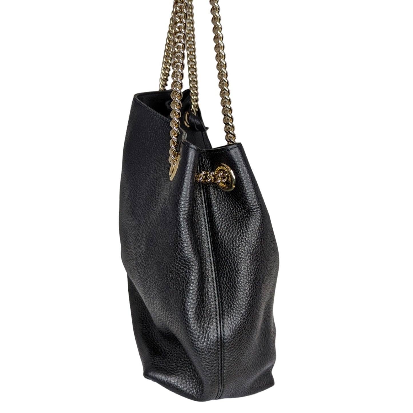 Luxury Gucci Pebbled Calfskin Soho Chain Tote