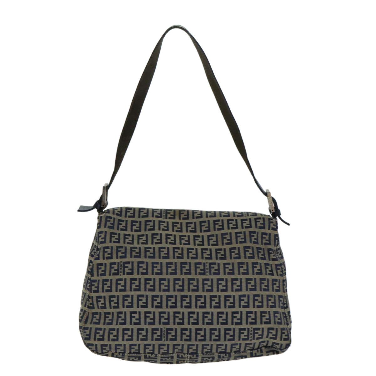 Luxury Fendi Zucchino Canvas Mamma Baguette Shoulder Bag Navy80863