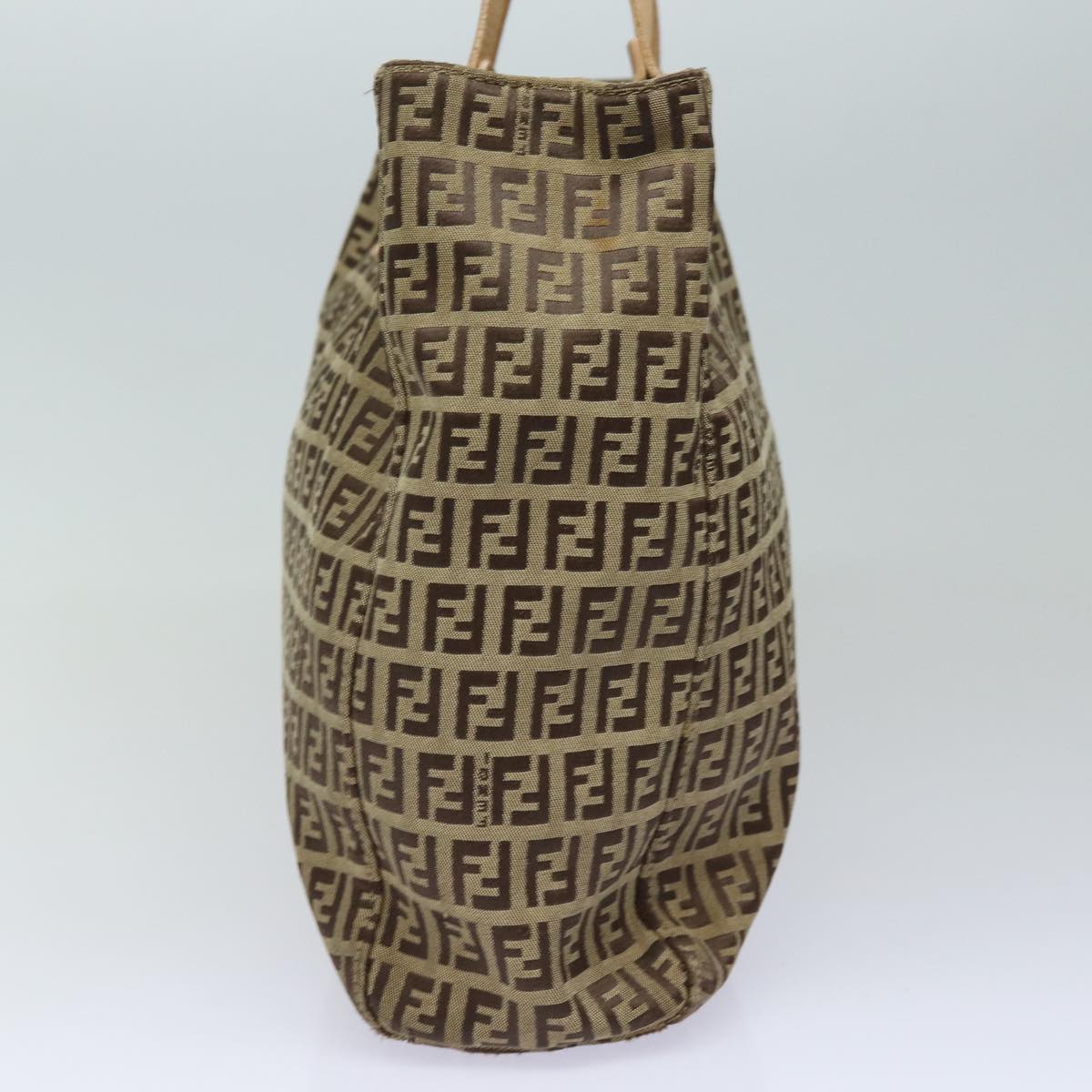Luxury Fendi Zucchino Canvas Hand Bag Beige Brown80903