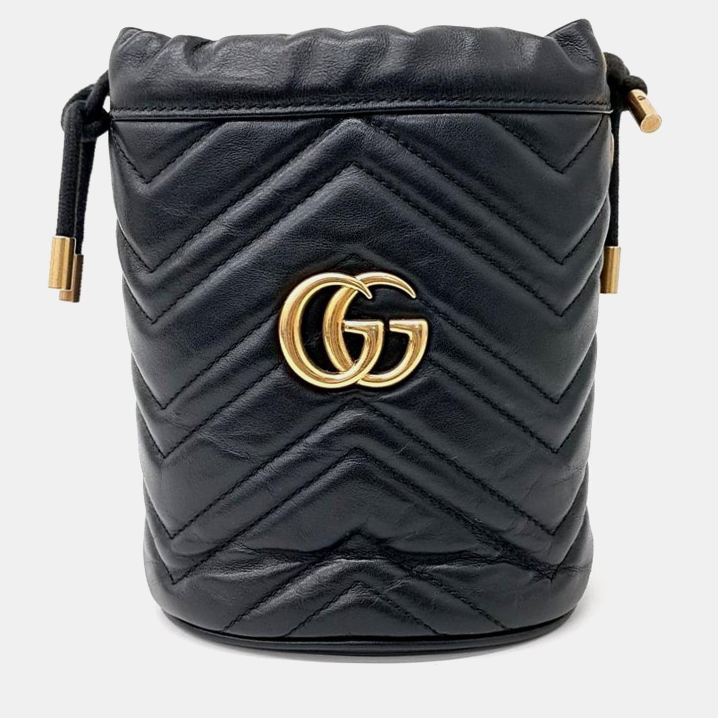 Luxury Gucci Trending 2025 Black Calfskin Matelasse Mini GG Marmont Bucket Bag