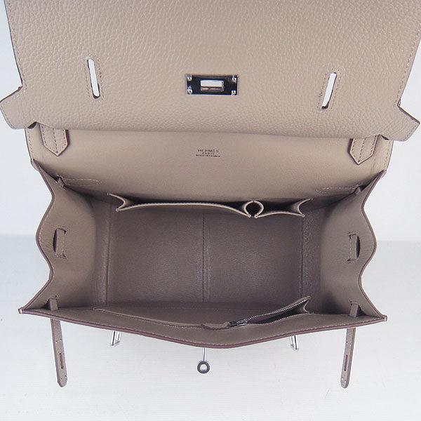 Luxury Hermes Leather Shoulder bag H6508 grey silver