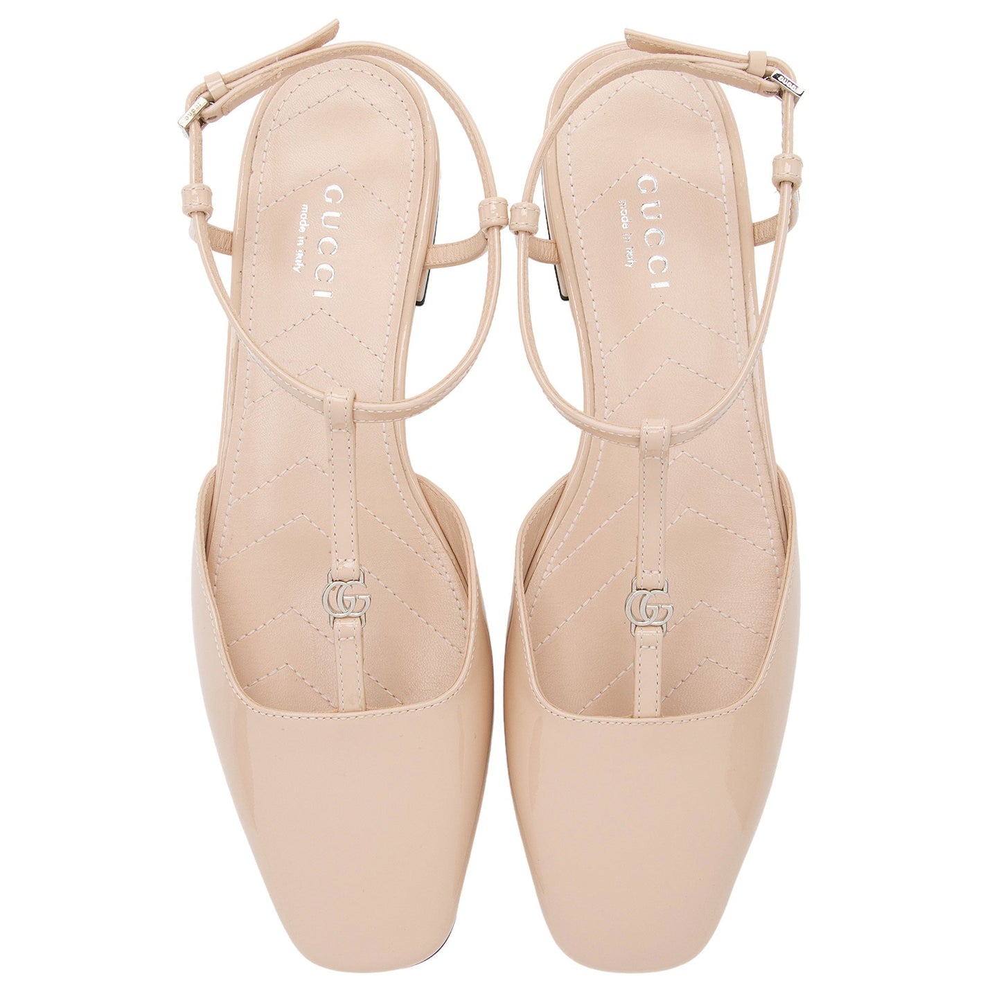 Gucci Patent Leather Double G T-Strap Flats