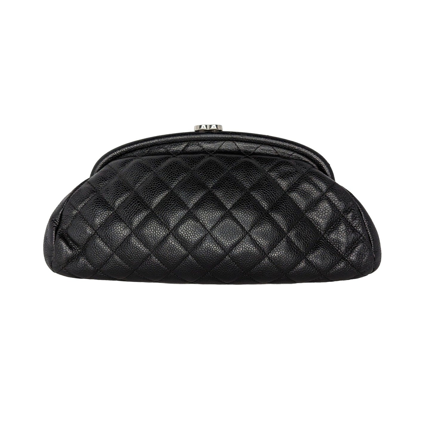 Luxury Chanel Black Quilted Caviar Leather Timeless Clutch