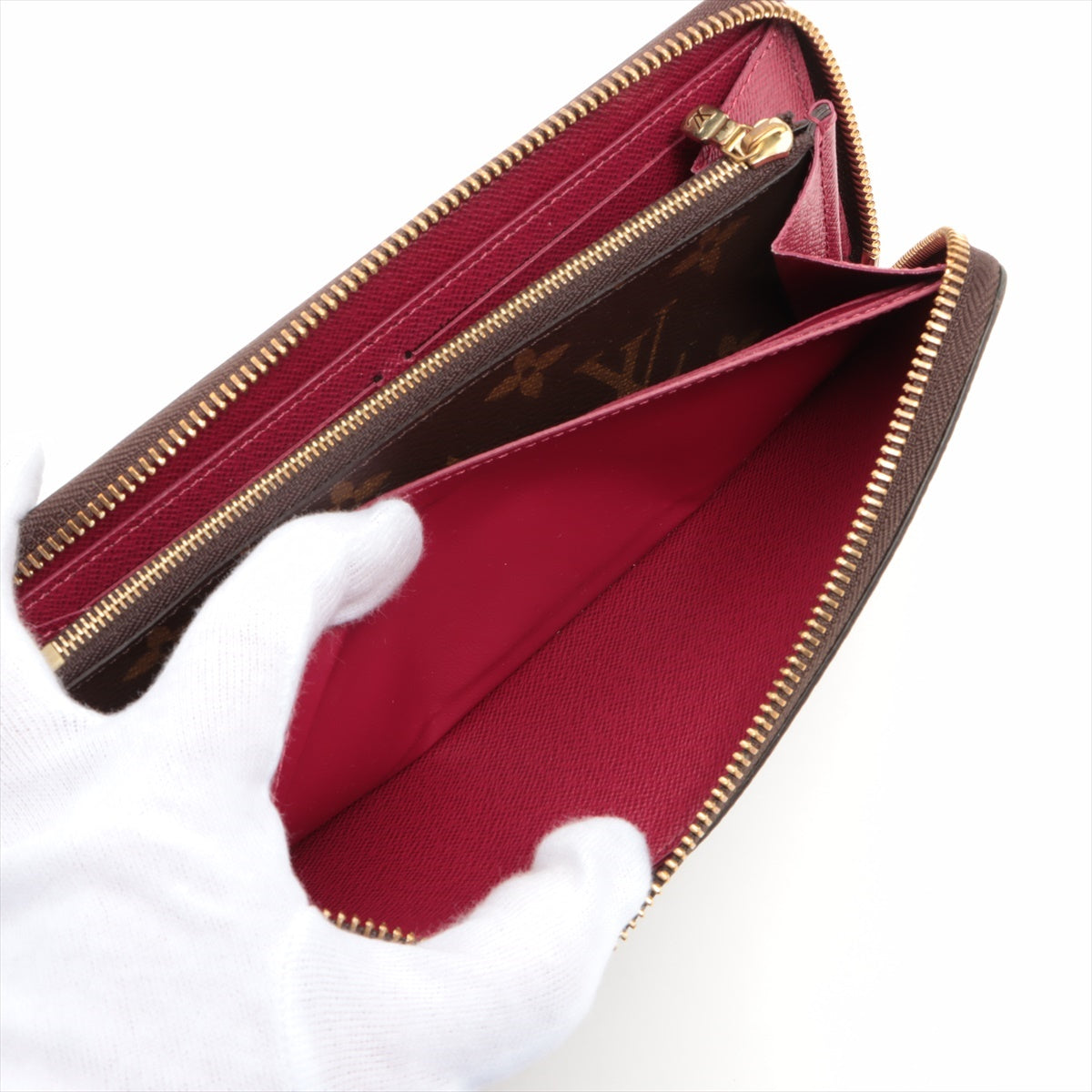Louis Vuitton Monogram Portfolio Clemens M60742 Fuchsia Pink Round  Wallet