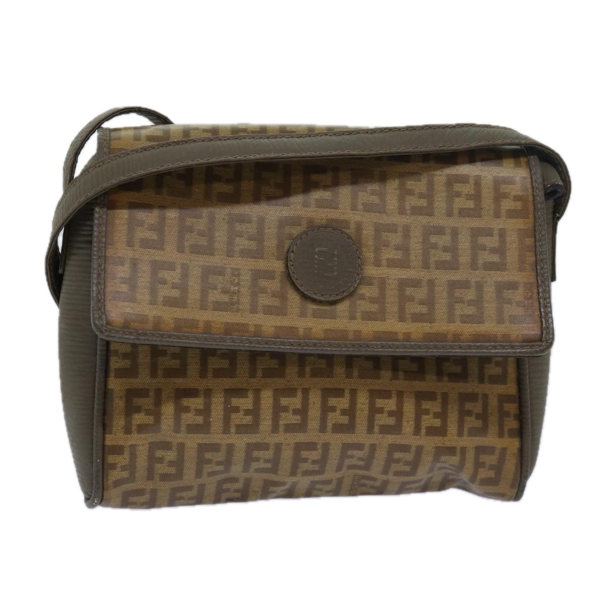 Luxury Fendi Zucchino Canvas Shoulder Bag Beige81011