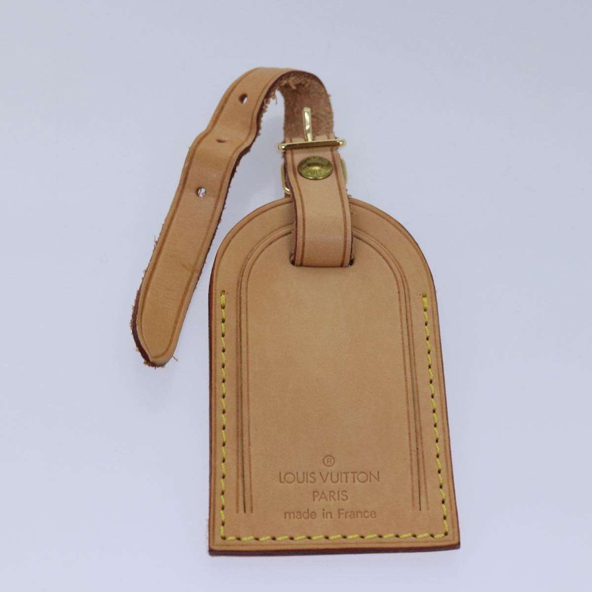 LOUIS VUITTON Powanie Name Tag Shoulder Strap Leather Set Beige LV 81023