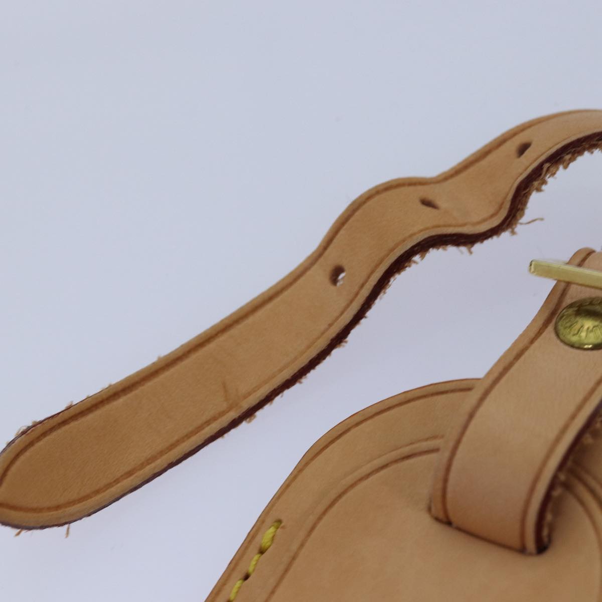 LOUIS VUITTON Powanie Name Tag Shoulder Strap Leather Set Beige LV 81023