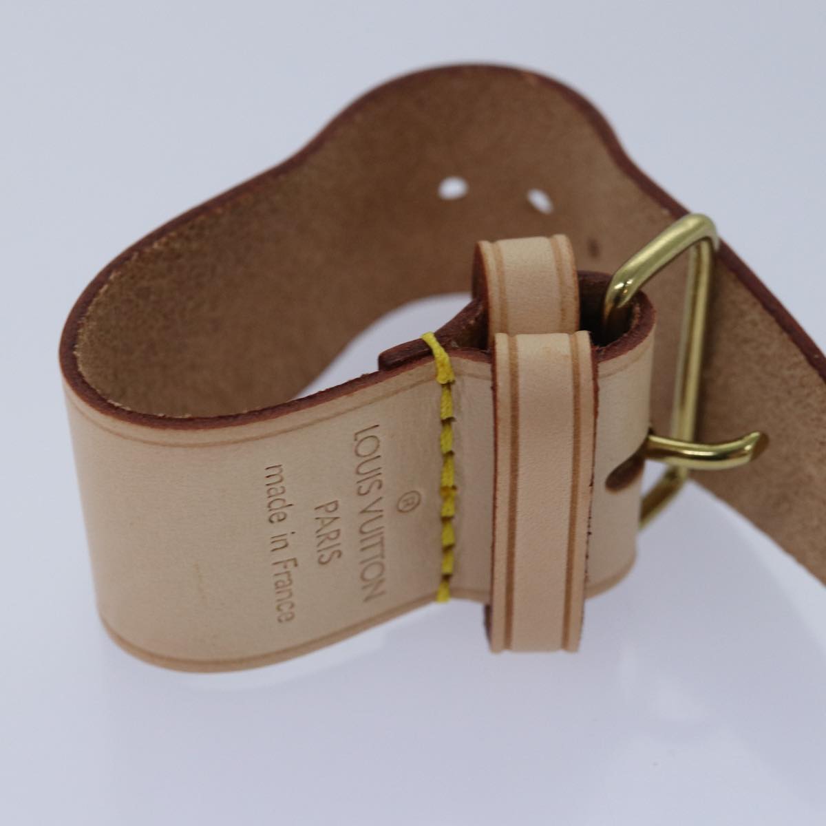 LOUIS VUITTON Powanie Name Tag Shoulder Strap Leather Set Beige LV 81023