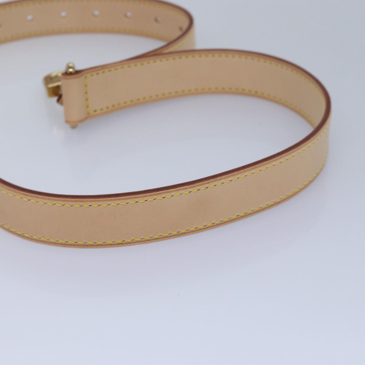 LOUIS VUITTON Powanie Name Tag Shoulder Strap Leather Set Beige LV 81023