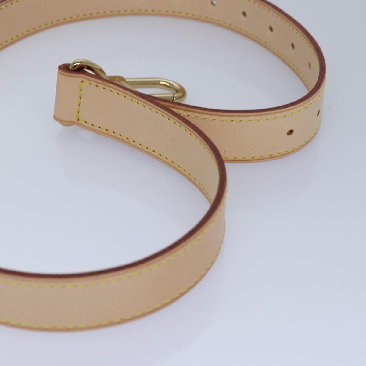 LOUIS VUITTON Powanie Name Tag Shoulder Strap Leather Set Beige LV 81023