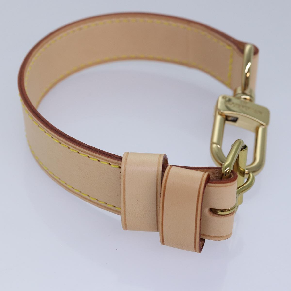LOUIS VUITTON Powanie Name Tag Shoulder Strap Leather Set Beige LV 81023