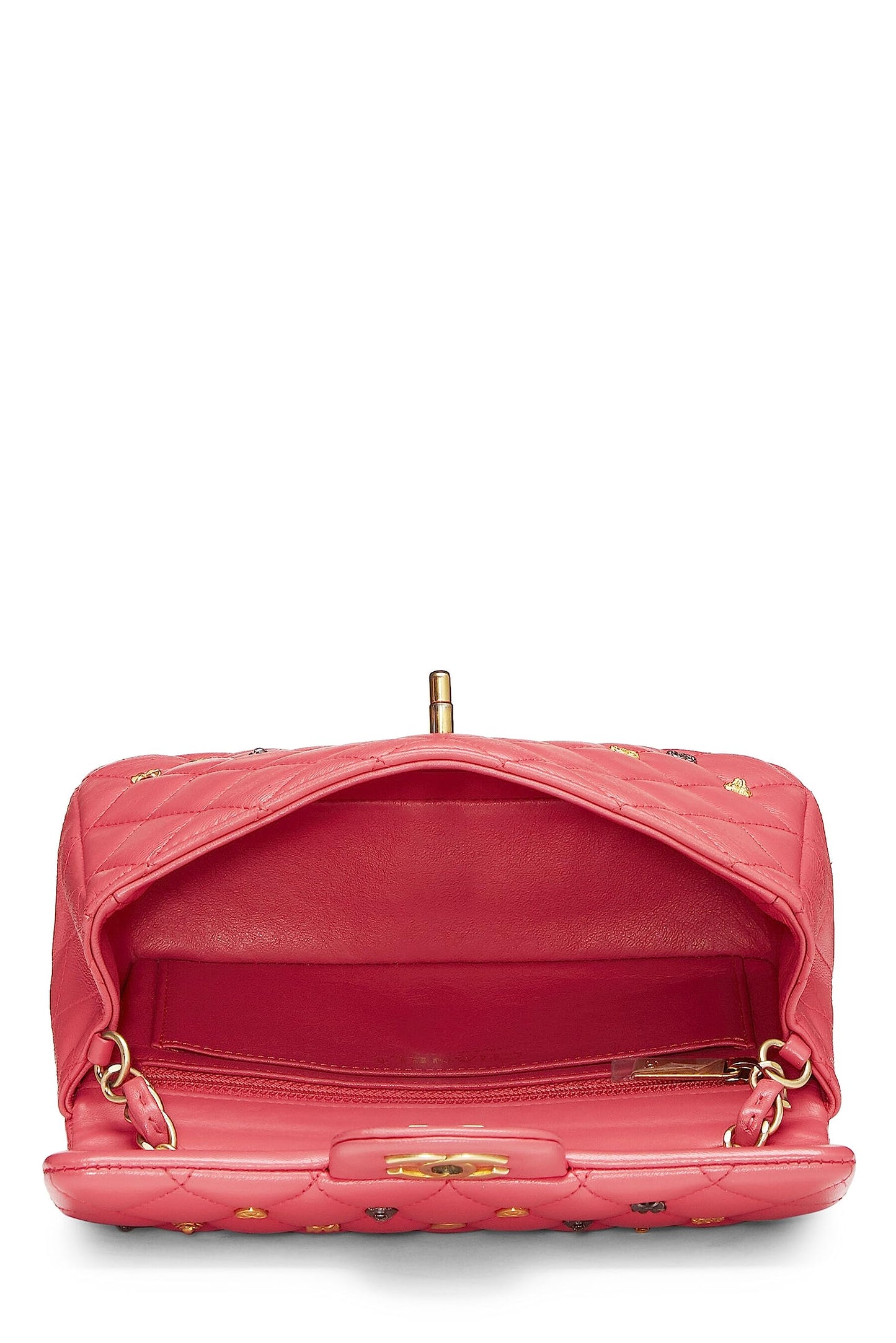 Chanel,  Pink Lambskin Lucky Charm Rectangular Flap Mini, Pink