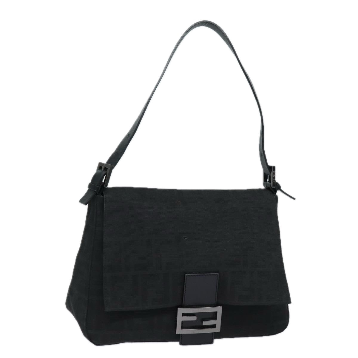 Luxury Fendi Zucca Canvas Mamma Baguette Shoulder Bag Black81190