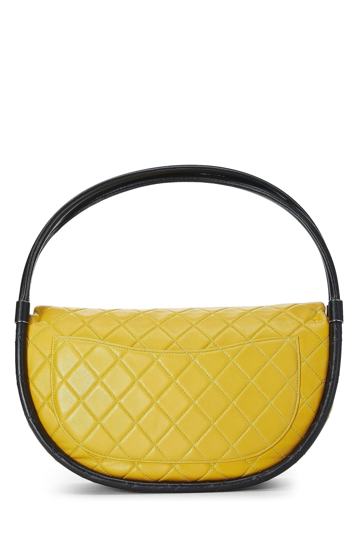 Chanel,  Yellow Quilted Lambskin Hula Hoop Bag Medium, Yellow