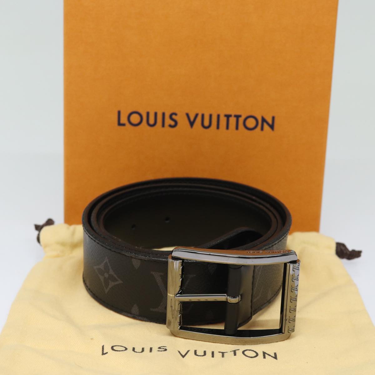 LOUIS VUITTON Monogram Eclipse Ceinture Reverso Belt 40.9"" M9044 LV 81229