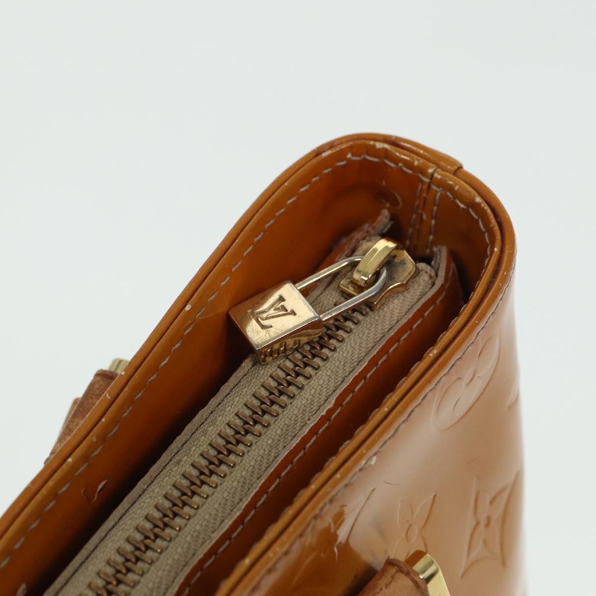 LOUIS VUITTON Monogram Vernis Houston Hand Bag Beige M91004 LV 81273