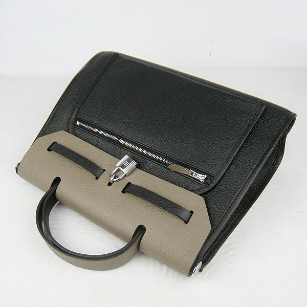 Luxury Hermes Herbag 60667 2way Cow Leather Grey