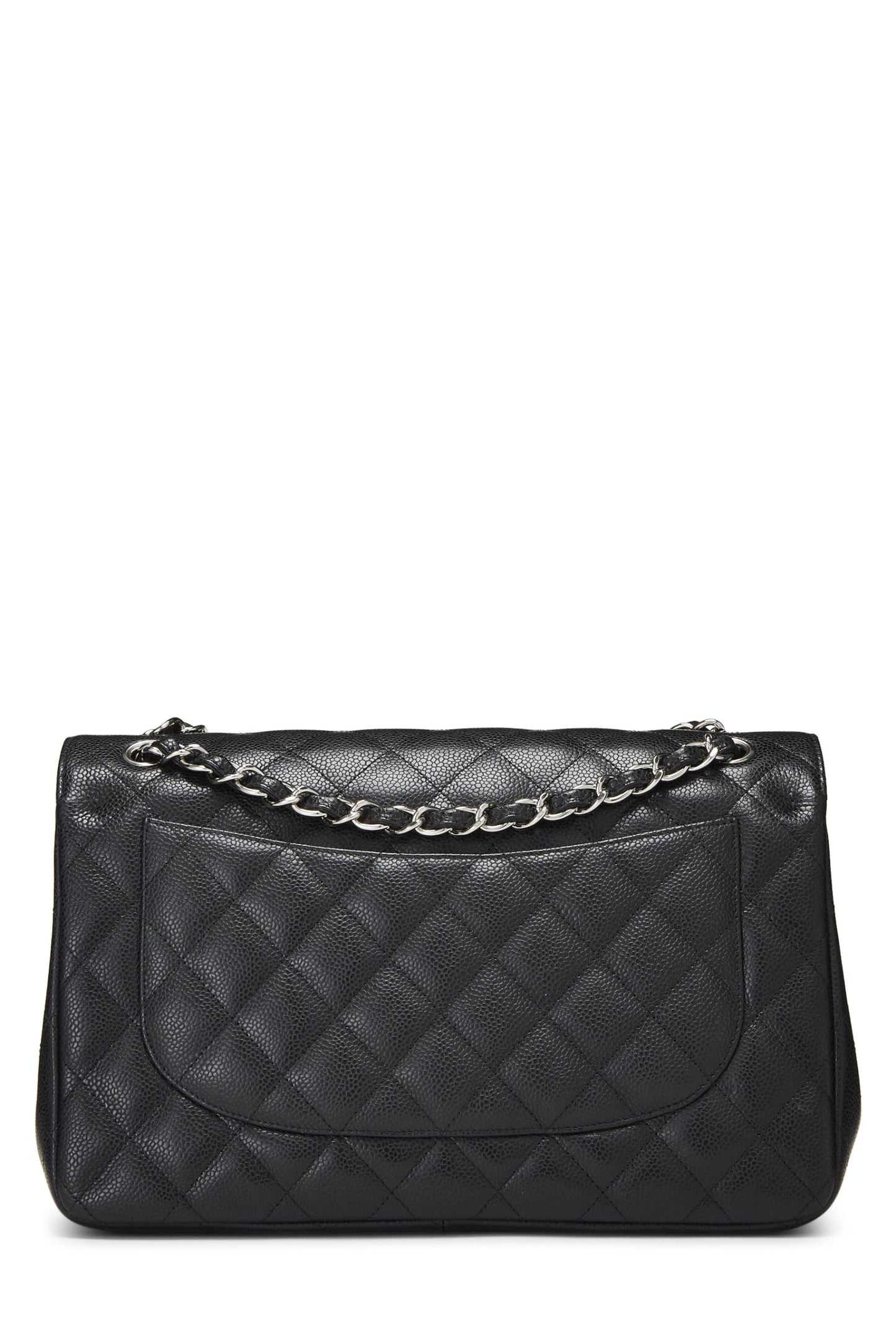 Chanel,  Black Quilted Caviar New Classic Double Flap Jumbo, Black