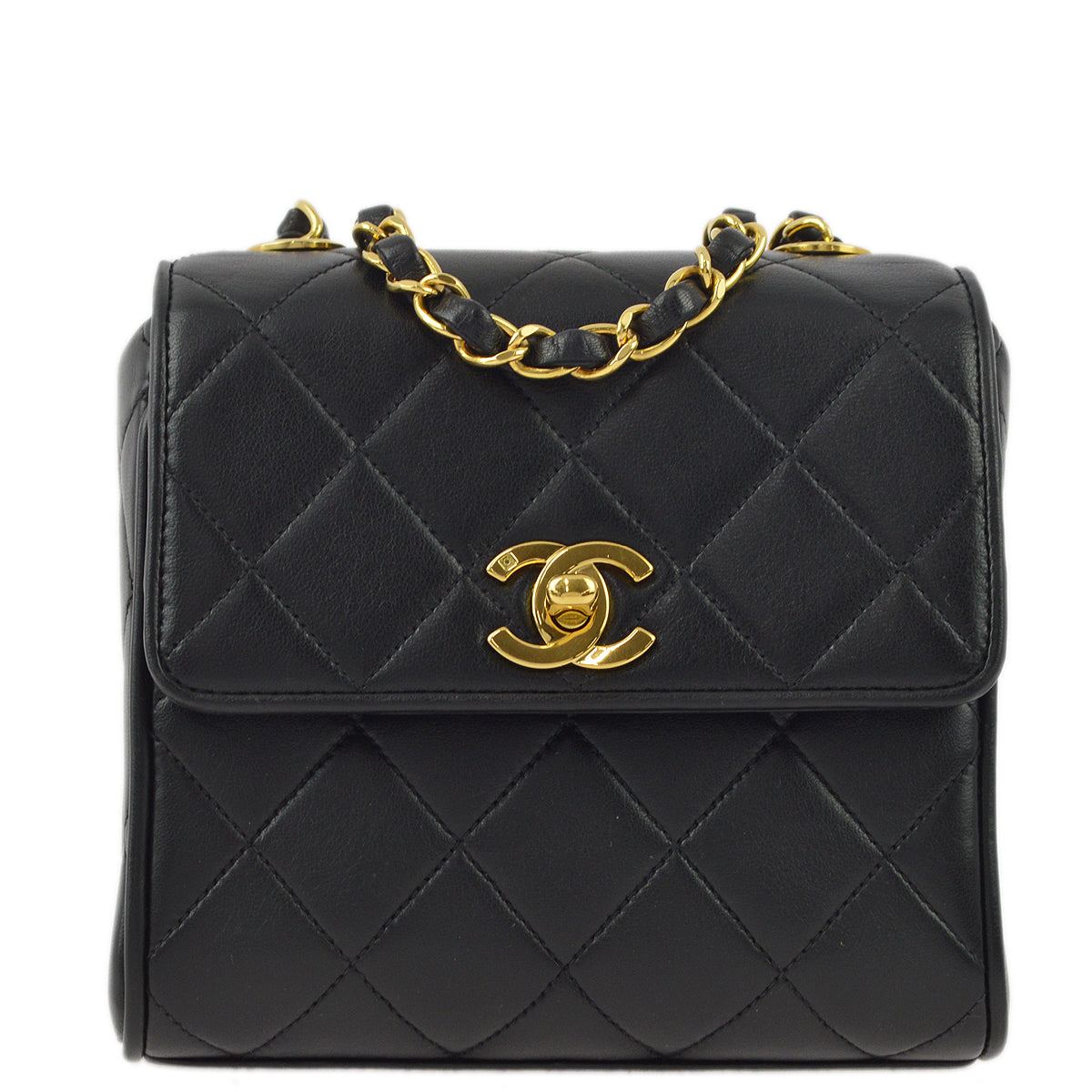 Chanel 1991-1994 Lambskin Straight Cube Flap Bag