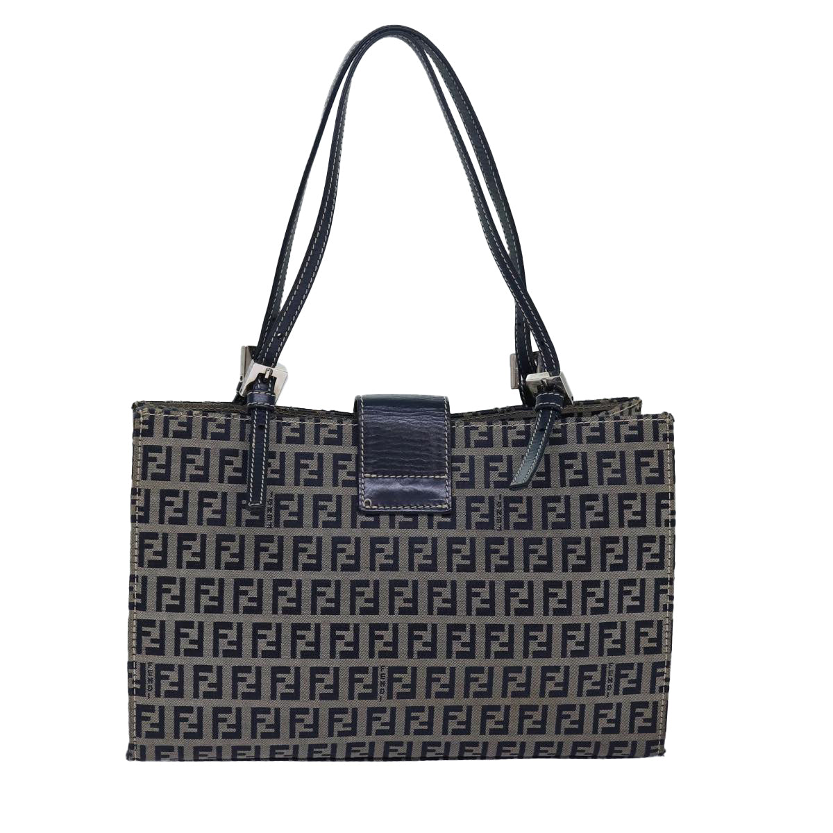 Luxury Fendi Zucchino Canvas Mamma Baguette Hand Bag Navy81442