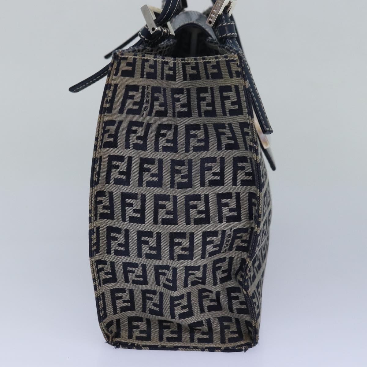 Luxury Fendi Zucchino Canvas Mamma Baguette Hand Bag Navy81442