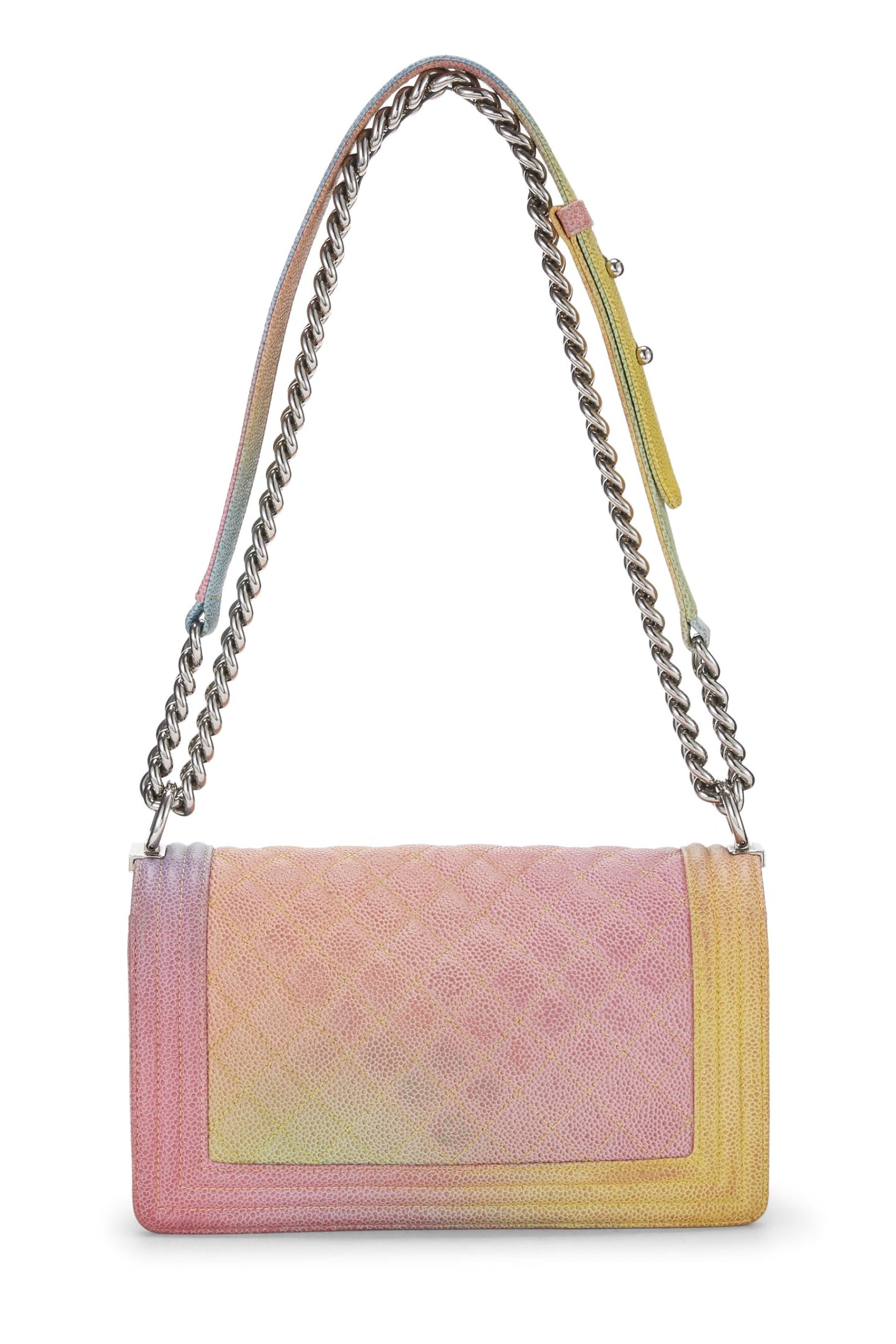 Chanel,  Rainbow Quilted Caviar Boy Bag Medium, Green
