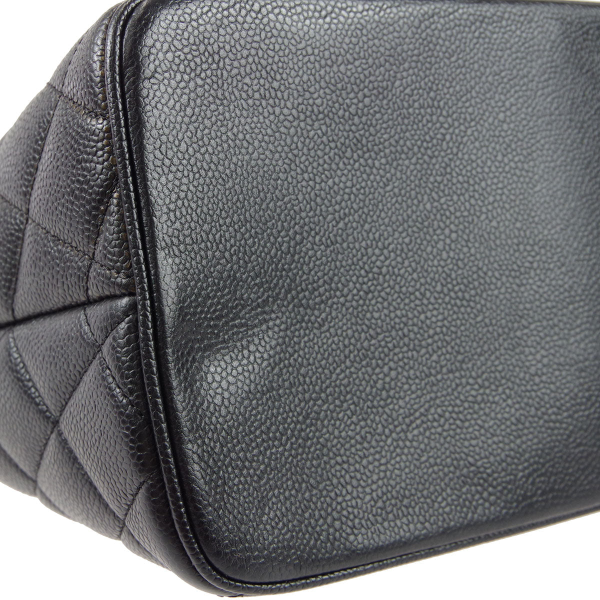 Luxury Chanel Medallion Quilted Tote Handbag Black Caviar