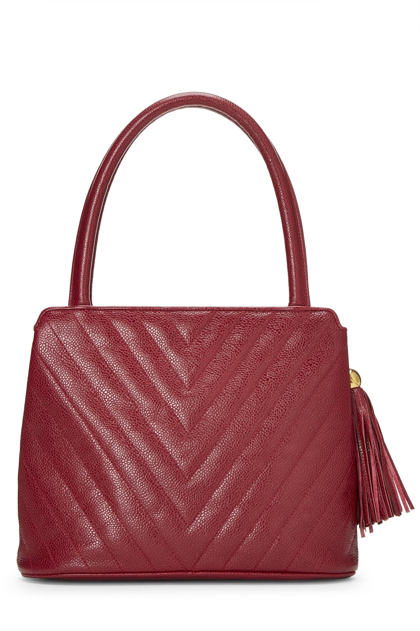 Chanel,  Red Quilted Caviar Handbag, Burgundy