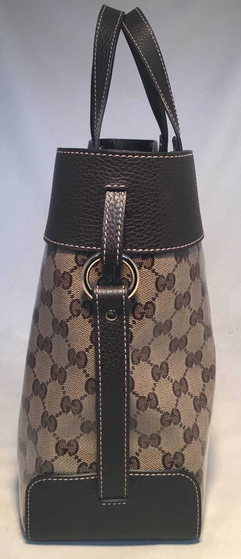 Luxury Gucci Trending 2025 Coated Monogram and Leather Buckled Portfolio Tote