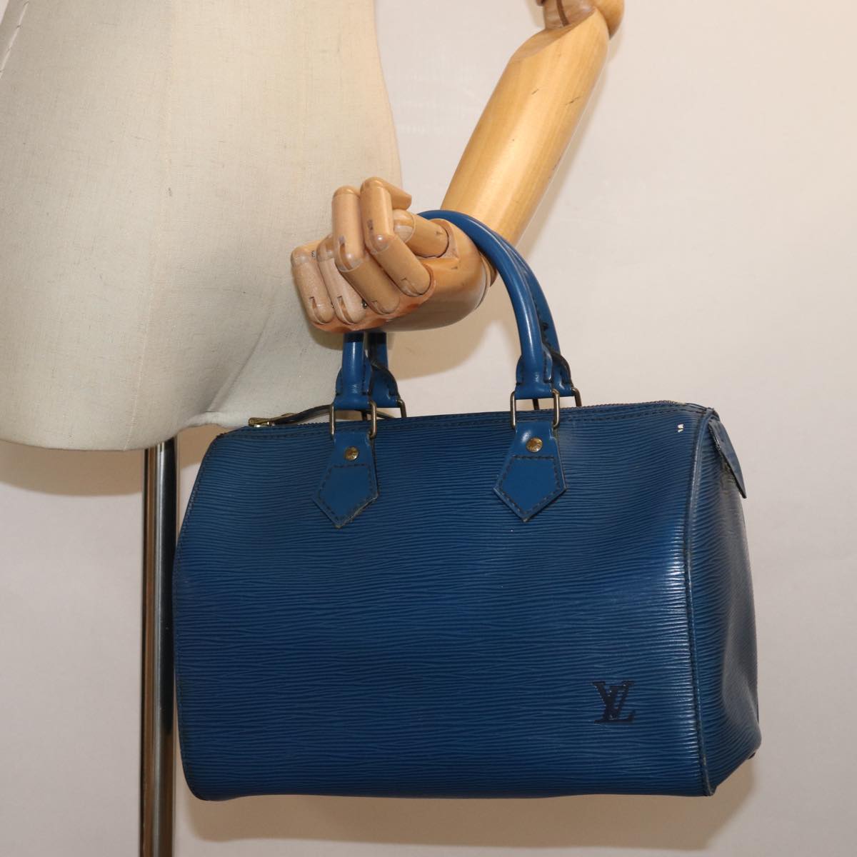 LOUIS VUITTON Epi Speedy 25 Hand Bag Toledo Blue M43015 LV 81576