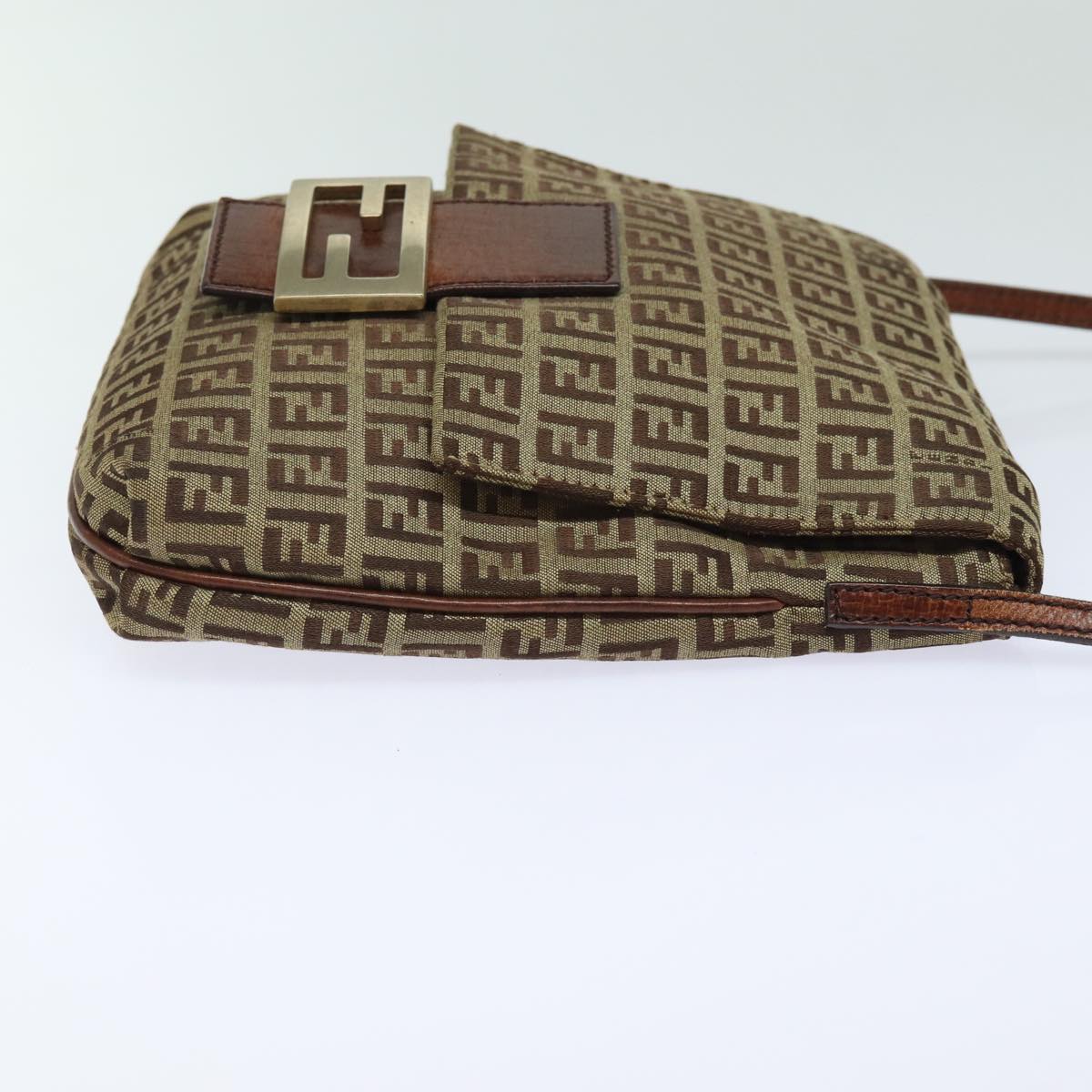 Luxury Fendi Zucchino Canvas Mamma Baguette Shoulder Bag Brown 8BT07581642