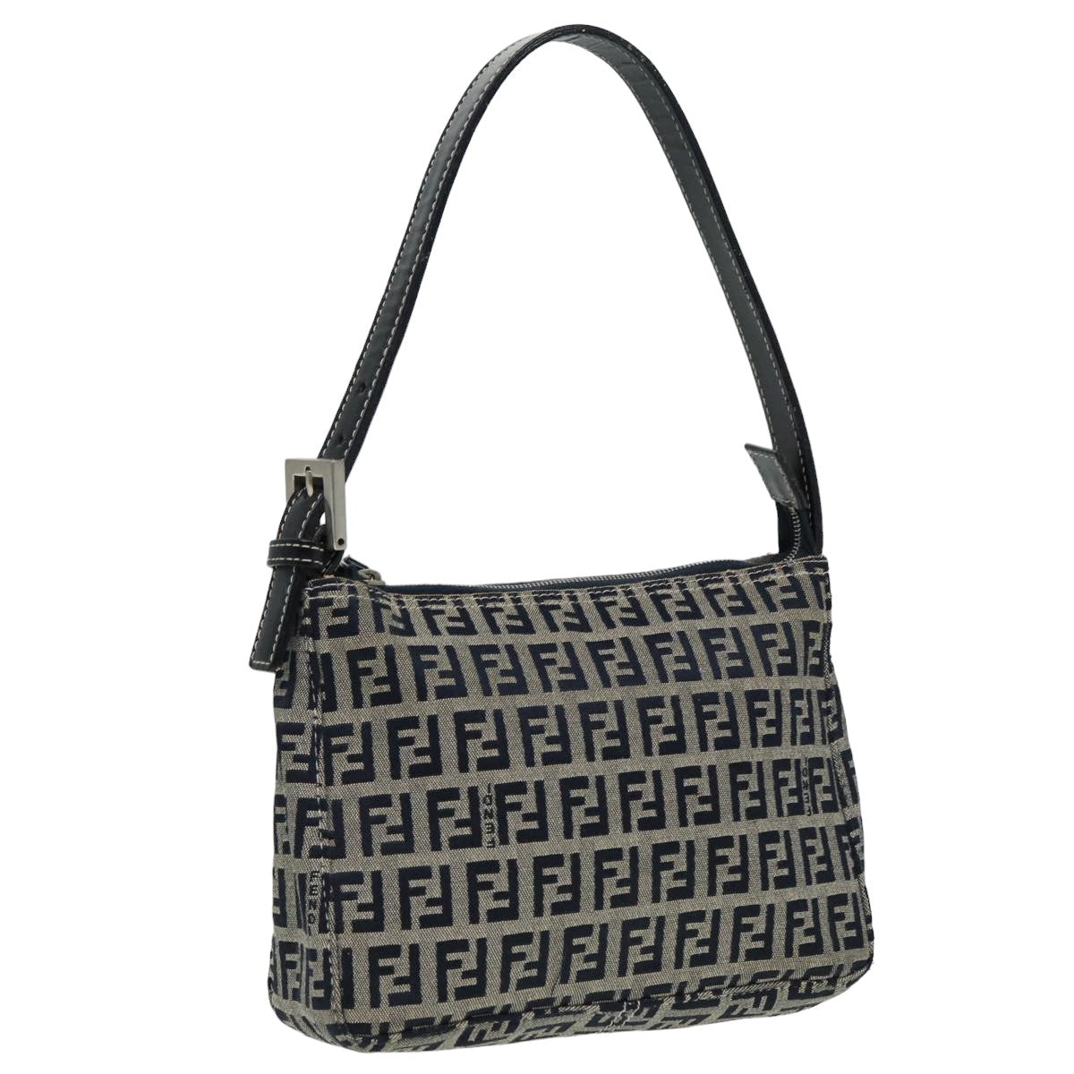 Luxury Fendi Zucchino Canvas Mamma Baguette Hand Bag Navy81644