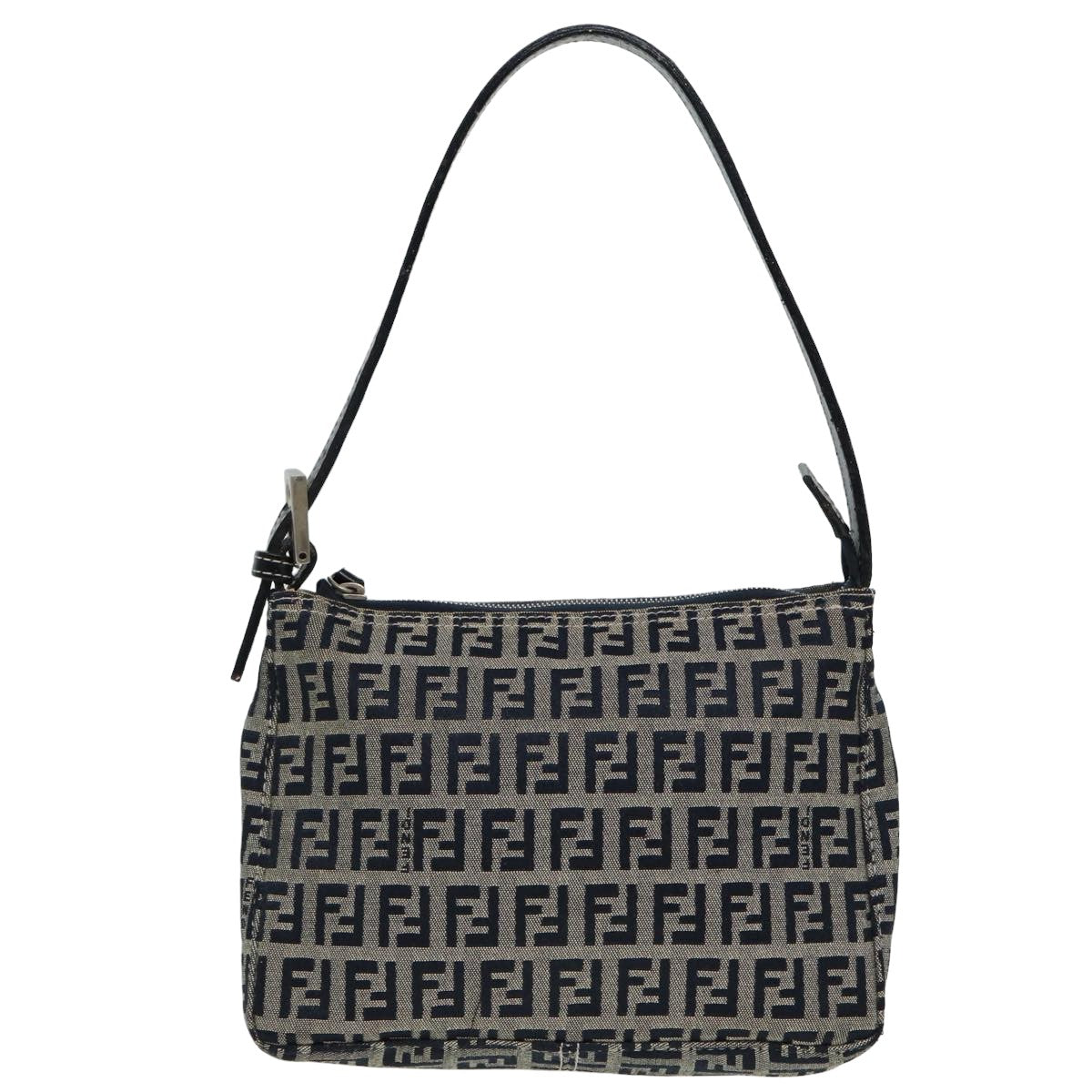 Luxury Fendi Zucchino Canvas Mamma Baguette Hand Bag Navy81644