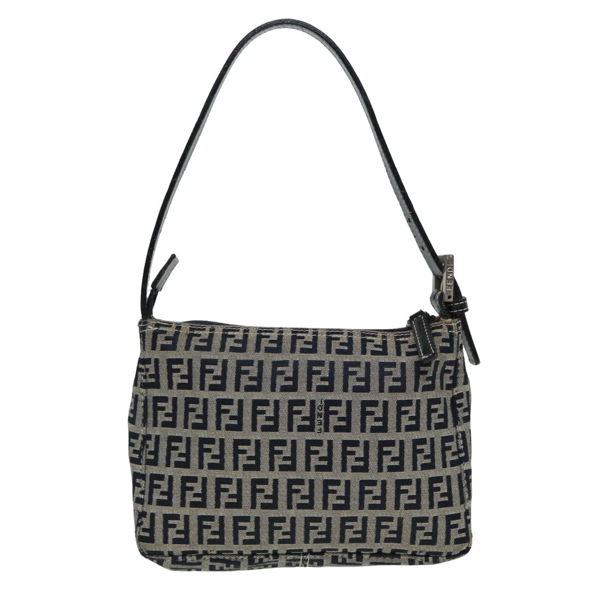 Luxury Fendi Zucchino Canvas Mamma Baguette Hand Bag Navy81644