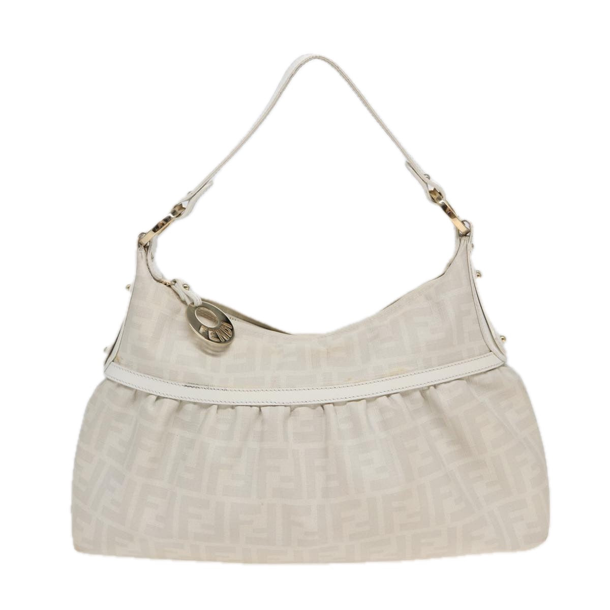 Luxury Fendi Zucca Canvas Shoulder Bag PVC Leather White 8BR44881645
