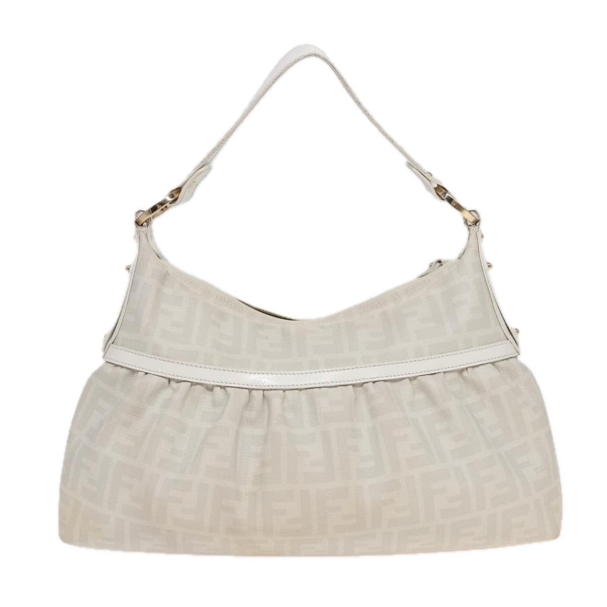 Luxury Fendi Zucca Canvas Shoulder Bag PVC Leather White 8BR44881645