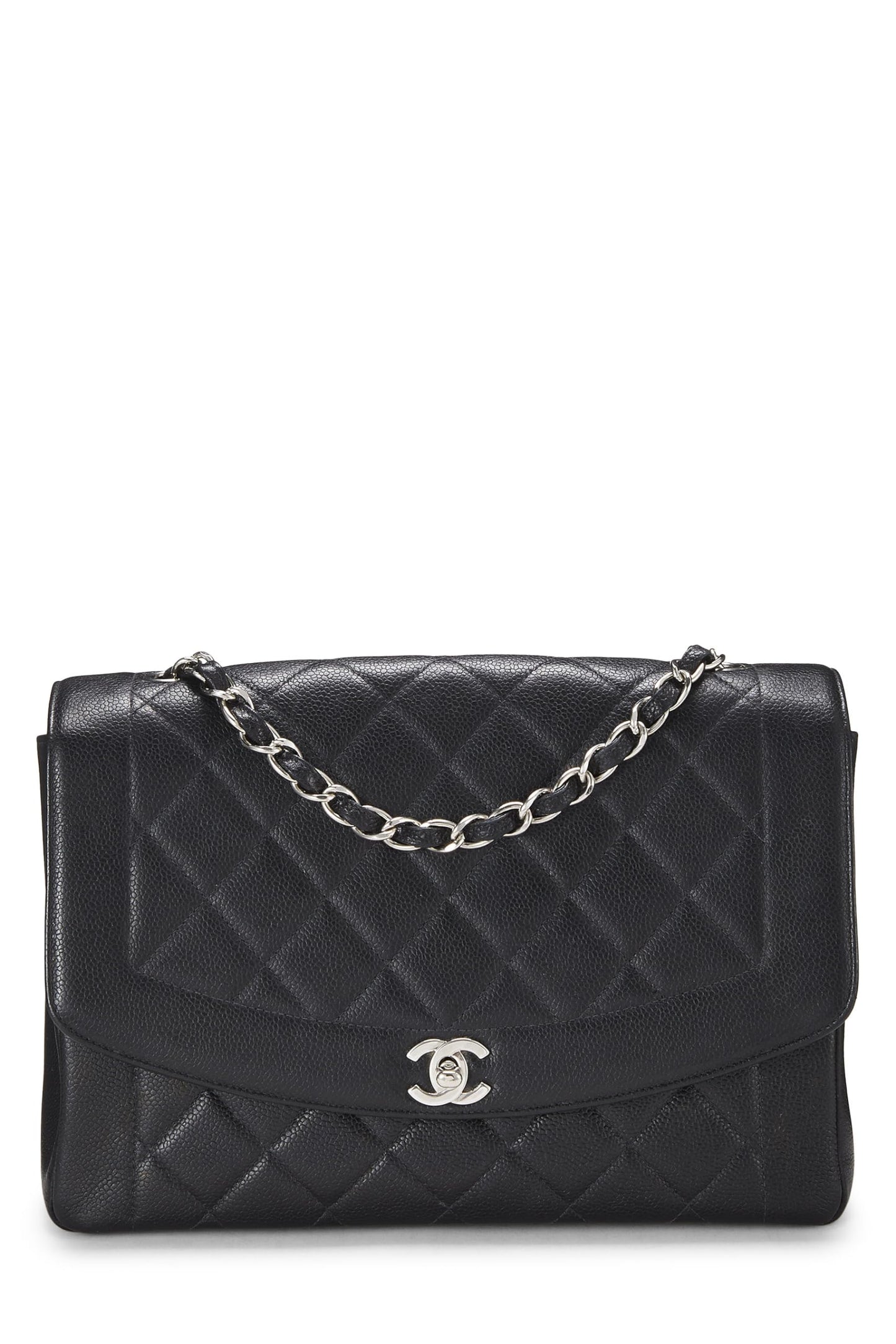 Chanel,  Black Quilted Caviar Diana Flap Jumbo, Black